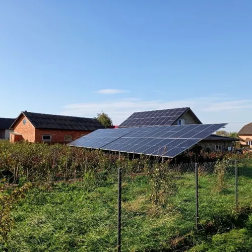 Solar panel in residential garden