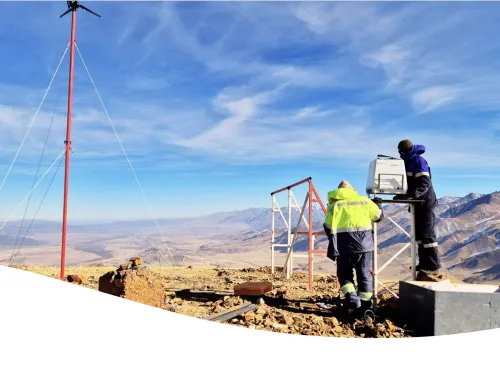 Experts installing LiDAR wind measurement device near Uzunbulak Village in Kochkor District, Kyrgyzstan